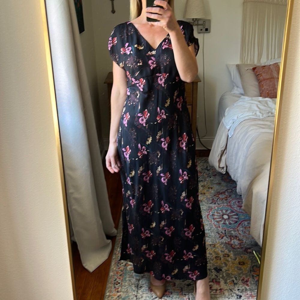 Madewell Black and Pink Floral Maxi Dress